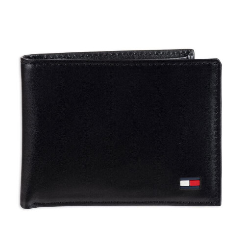 Tommy Hilfiger Tommy Hilfiger Ανδρικό Slim Δερμάτινο Πορτοφόλι με Αφαιρούμενο Παράθυρο ID Μαύρο