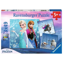 Ravensburger Disney Frozen -talviseikkailut -palapelisetti - 3 x 49-osainen palapeli lapsille | Ainutlaatuinen palasuunnittelu | Parantaa keskitt