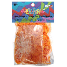 Rainbow Loom Latex Gratis gummib?ndopfyldning + C -clips - Neon Orange