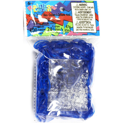 Rainbow Loom Μπλε Ζελέ Ελαστικά Bands Refill + C-Clips