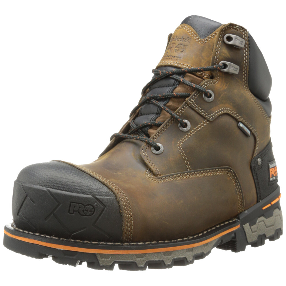 Timberland PRO mens 6"""" Boondock Soft Toe Wp-m industrial and construction boots  Brown Oiled Distressed Leather  9 US