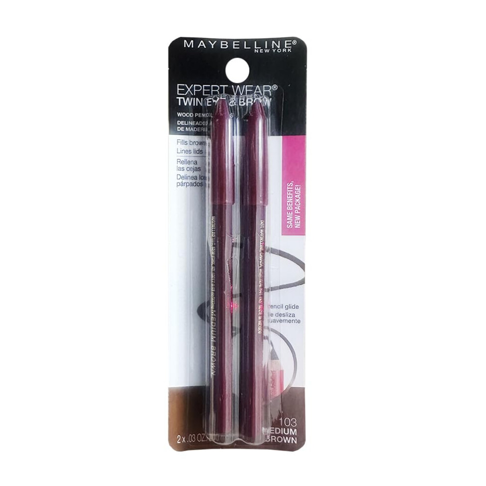 Maybelline Expert Eyes Twin Brow & Eye Pencils Medium Brown .06 Oz