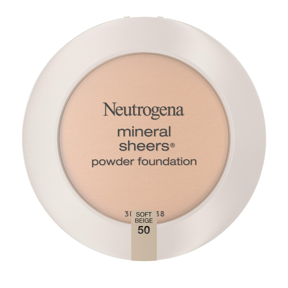 Neutrogena Mineral Sheers Compact Powder Foundation  Lightweight & Oil-Free Mineral Foundation  Fragrance-Free  Soft Beige 50.34 oz