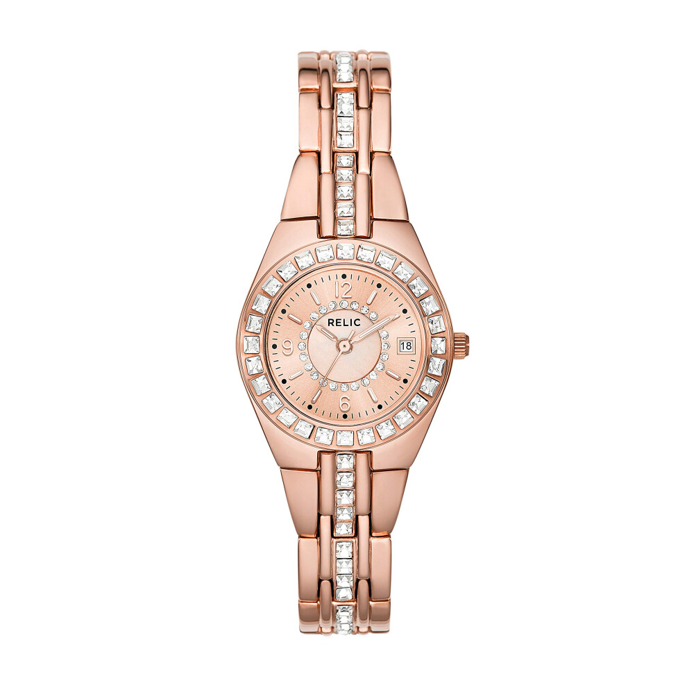 Relic by Fossil Women 's Queen 's Court Stainless Steel Three-Hand Watch  Color: Rose Gold (Model: ZR12163)