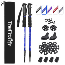TheFitLife Nordic Walking Trekking Poles - 2 Packs with Antishock and Quick Lock System Telescopic Collapsible Ultralight for Hiking Camping Moun