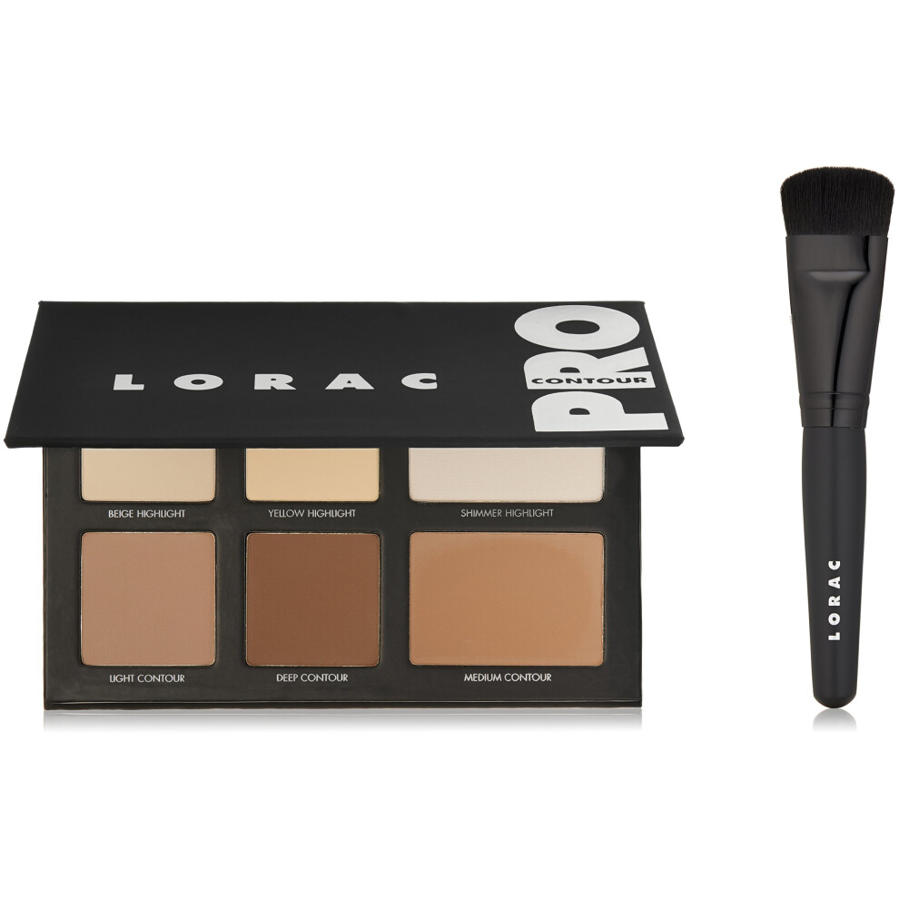 Lorac Pro Contour Palette & Contour Brush | Contour Powders & Highlighter Makeup | Mirror Compact