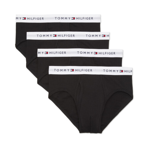 Tommy Hilfiger Tommy Hilfiger Uomo 4-Pack Slip Cotone, Nero, Medio