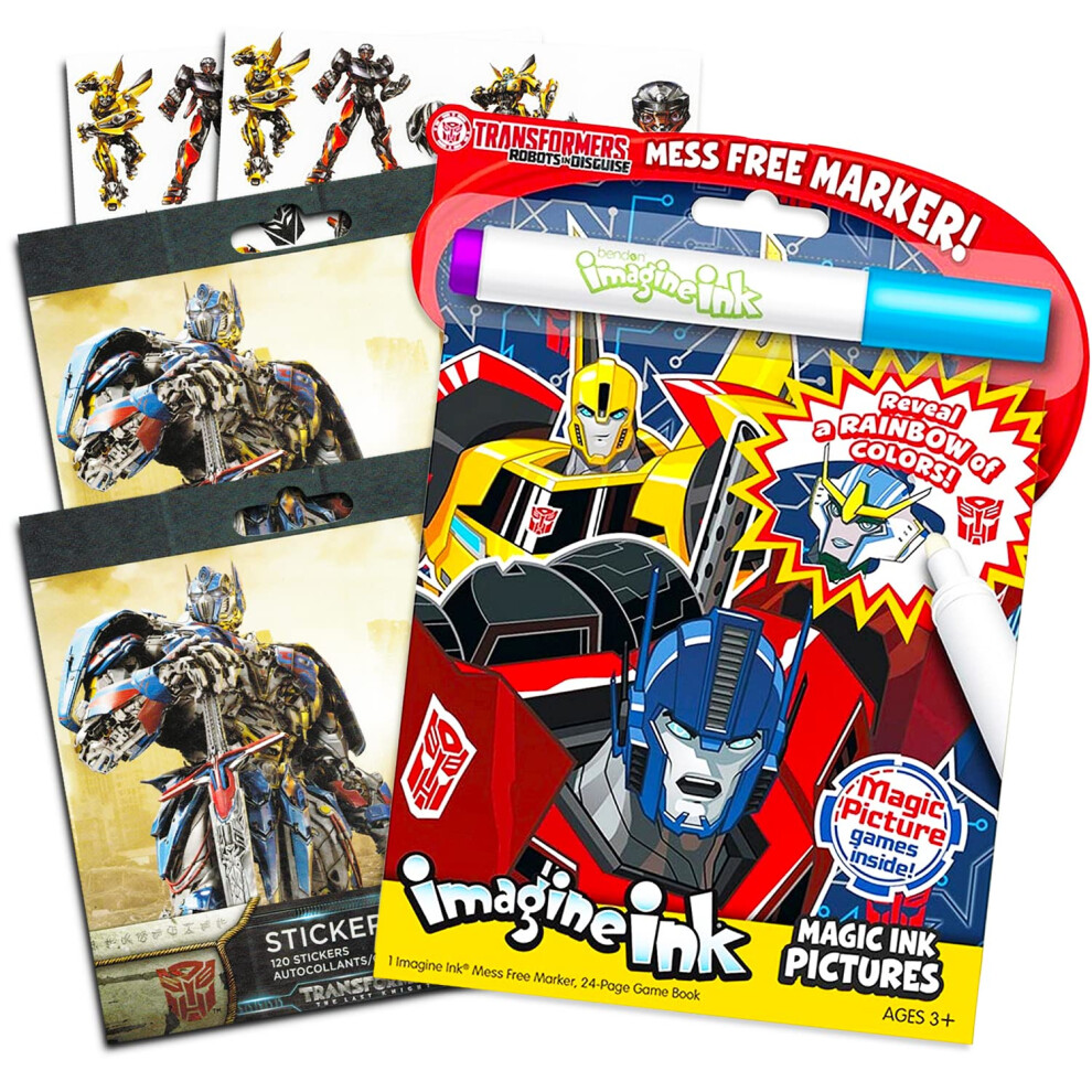 Coffret de coloriage Transformers Imagine Ink avec plus de 200 autocollants Transformers (marqueur non salissant inclus)