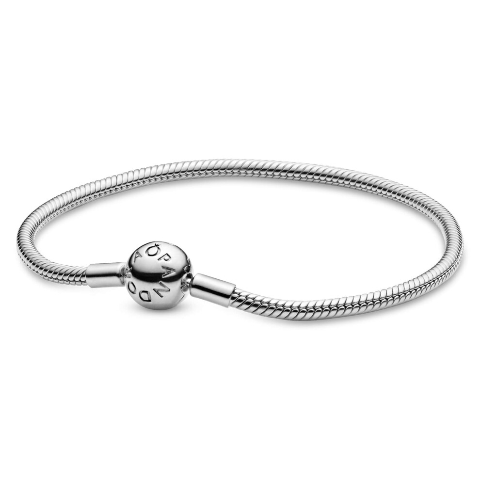 Pandora Jewelry Smooth Moments Snake Chain Charm Sterling Silver Bracelet  7.1