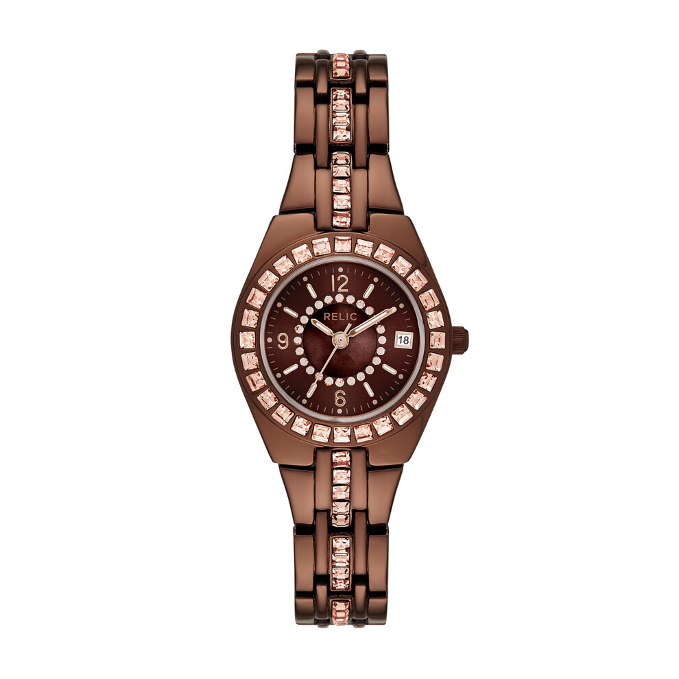 Relic by Fossil Women's Queen's Court Three-Hand Date Brown Alloy Metal Bracelet Dress Watch (Model: ZR12195)