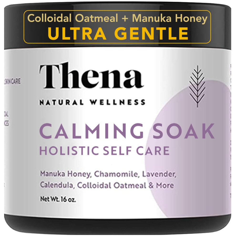 Thena Organic Calming Bath Therapy Ultra Gentle Formula with 10% Colloidal Oatmeal Manuka Honey Calendula Dead Sea Salt Natural Eczema Treatment for D