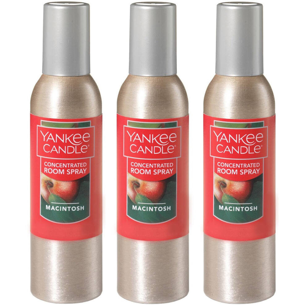Yankee Candle Concentrated Air Freshener Room Spray  Odor Eliminator for Home  Bathroom  Macintosh  1.5 Oz (Pack of 3)