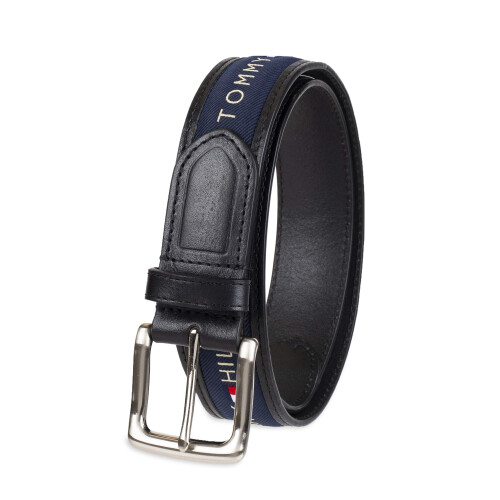 Tommy Hilfiger Tommy Hilfiger Herrbälte med Ribbdesign - Svart/Navy, 36 1