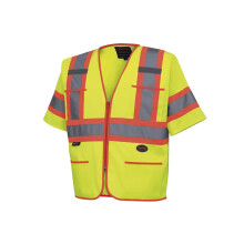 Colete de segurana com mangas tricotadas de alta visibilidade Pioneer fita reflexiva 4 bolsos amarelo/verde unissex L V1023560U-L grande