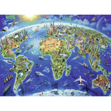 Ravensburger - Weltkarte mit Wahrzeichen - 300-teiliges Puzzle f r Kinder - Jedes Teil ist einzigartig, die Teile passen perfekt zusammen