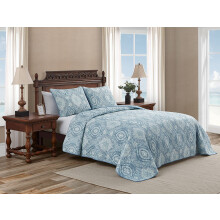Tommy Bahama - Queen dekbedset Omkeerbaar katoenen beddengoed met bijpassende shams Huisdecoratie voor het hele seizoen (Turtle Cove Caribbean Bl