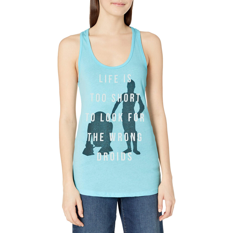 STAR WARS Junior's Looking for Droids Racerback Tank Top - Cancun - X Large