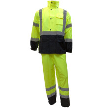 New York Hi-Viz Workwear Class 3 Regenanzug Jacke Hosen hohe Sichtbarkeit reflektierend schwarzer Boden RW-Cla3-Lm11 (2xl Lime)