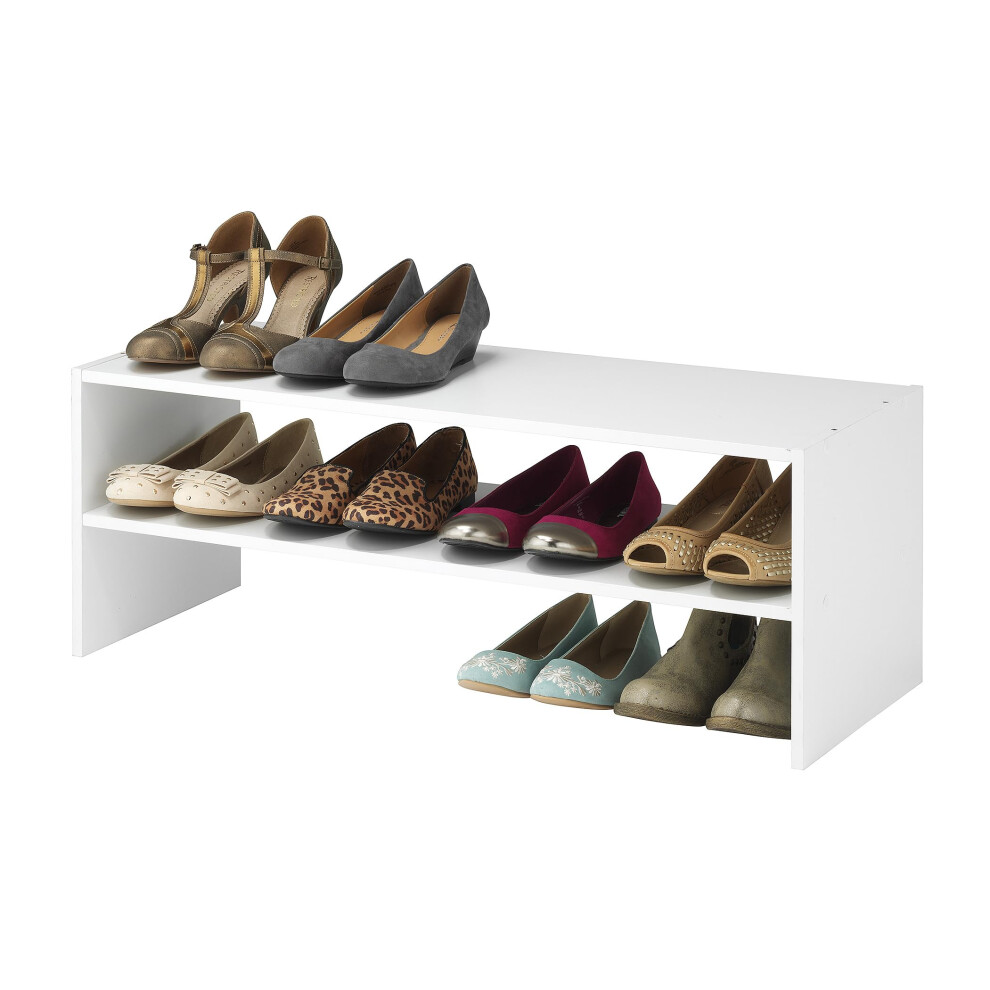 Whitmor Stackable 31"""" Extra Wide 2-Shelf Storage Organizer White