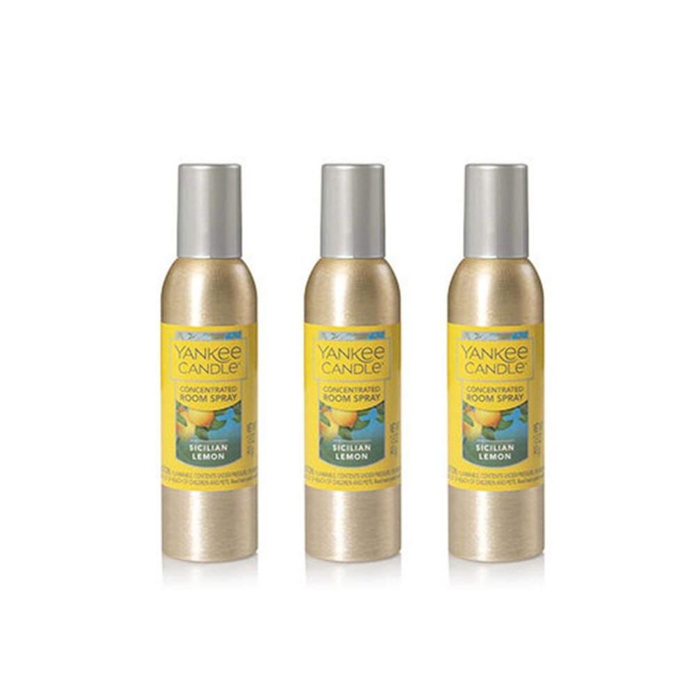 Yankee Candle Concentrated Air Freshener Room Spray  Odor Eliminator for Home  Bathroom  Sicilian Lemon  1.5 Oz (Pack of 3)