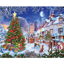 White Mountain Village Christmas Tree Puzzles 1000 sztuk Puzzle Jigsaw na zime