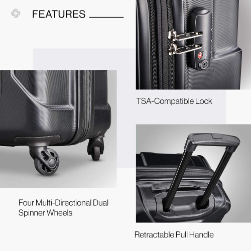 Samsonite Valise rigide extensible Samsonite Centric avec roulettes pivotantes, noire, 50,8 cm 2