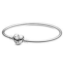 PANDORA Armreif Logo Glatter Herzverschluss