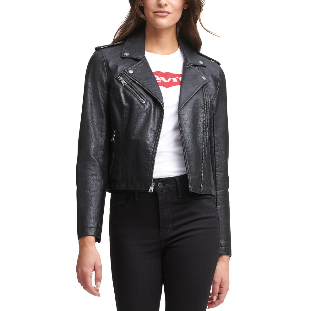 Levi's Women's Faux Leather Moto Jacket (Regular & Plus Size)  Classic Black  Medium
