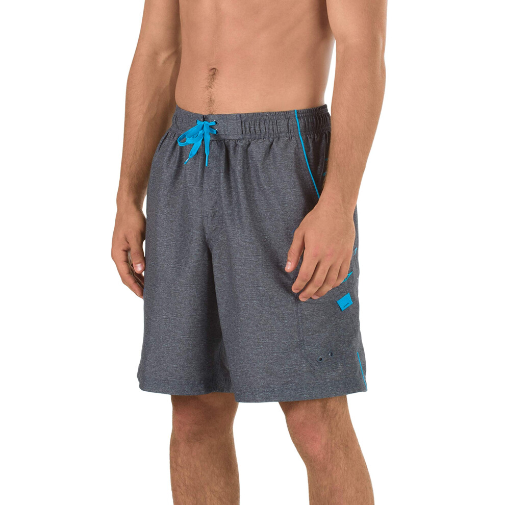 Speedo mens Knee Length Marina ii volley 20 workout shorts swim trunks  Heather/Blue  Medium US