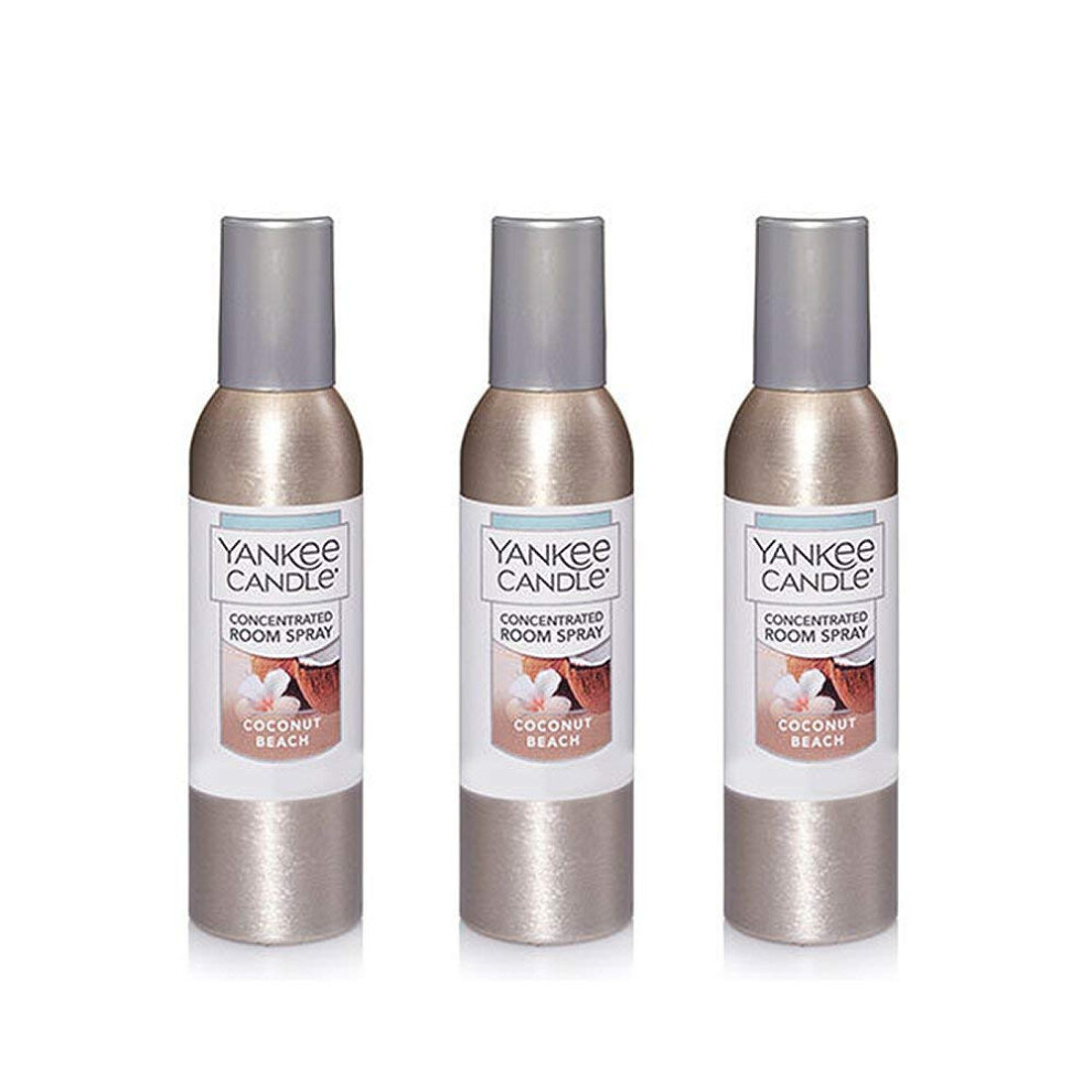 Yankee Candle Concentrated Air Freshener Room Spray  Odor Eliminator for Home  Bathroom  Coconut Beach  1.5 Oz (Pack of 3)