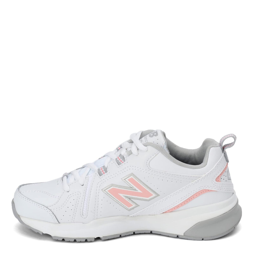 New Balance Women's 608 V5 Casual Comfort Cross Trainer  White/Pink  5.5