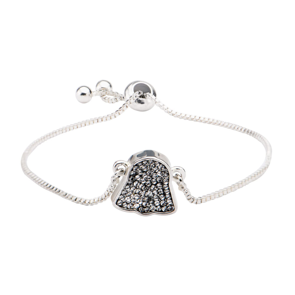 Star Wars Jewelry Women's Silver Plated Darth Vader with Clear Gem Bracelet  One Size (SALES1SWMD)