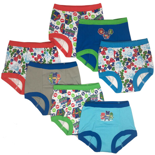 PJ Masks Παιδικά Σλιπ με Χαρούμενα Αυτοκόλλητα, 2T, 3T, 4T, 7-Συσκευασία