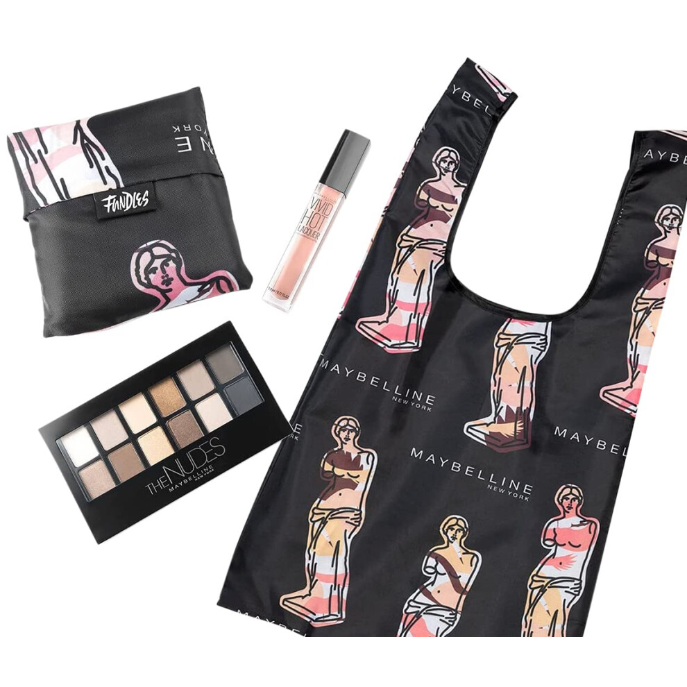 Maybelline New York Limited-Edition Fundles Send Nudes w/ Eyeshadow Palette  Color Sensational Vivid Hot Lacquer Lip Gloss and Easy-Carry Nude Tote-Ba