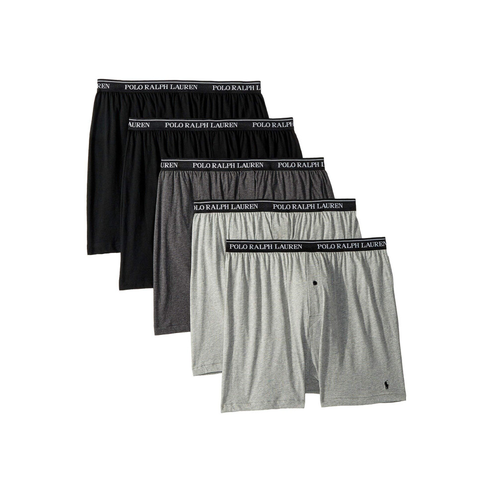 Polo Ralph Lauren Underwear Men's 5 Pack Classic Fit Boxer Briefs  Black/Charcoal/Grey  S