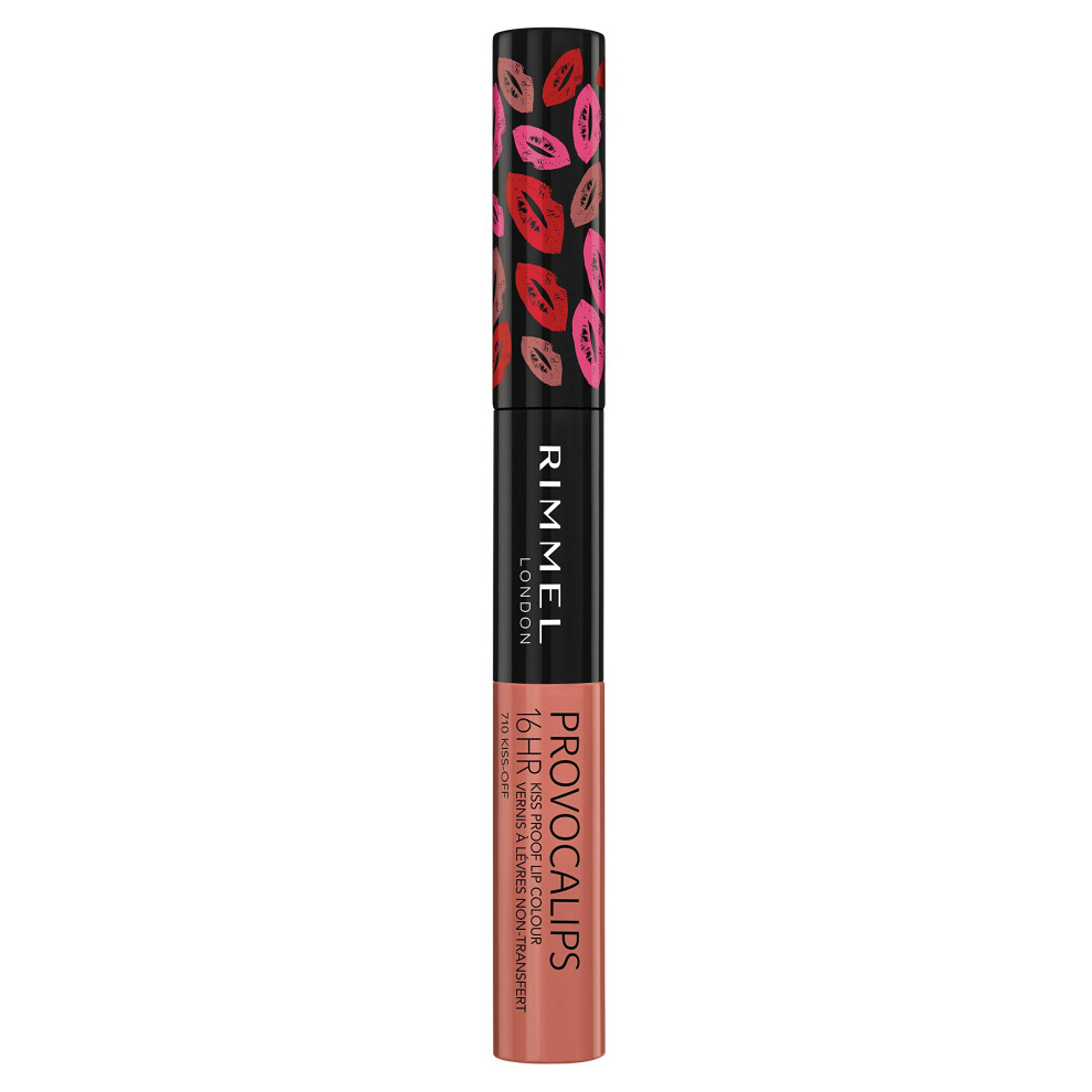 Rimmel London Provocalips 16hr Kiss-Proof Lip Color - Two-Step Liquid Lipstick to Lock in Color and Shine - 710 Kiss-Off  .14 fl.oz.
