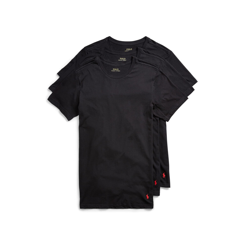 Polo Ralph Lauren Underwear Men's 3 Pack Slim Fit Crew Tees  Black  L