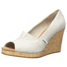 TOMS sandalo classico con zeppa espadrillas da donna, jacquard con tratteggio incrociato naturale 9,5 US