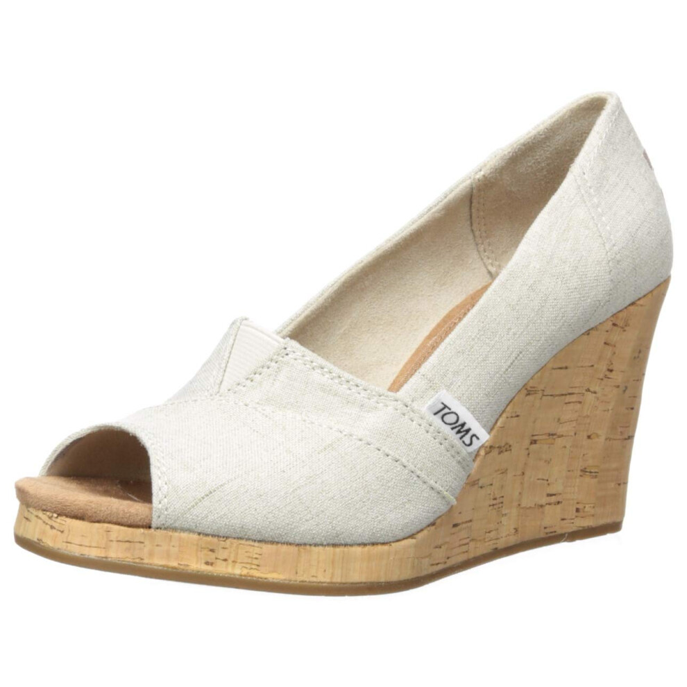 TOMS womens Classic Espadrille Wedge Sandal  Natural Crosshatch Jacquard  9.5 US