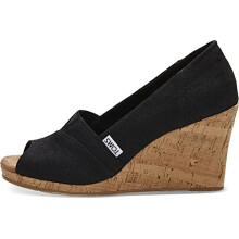 TOMS Sandali Classici Espadrillas con Zeppa da Donna Neri Intrecciati Sparsi 7