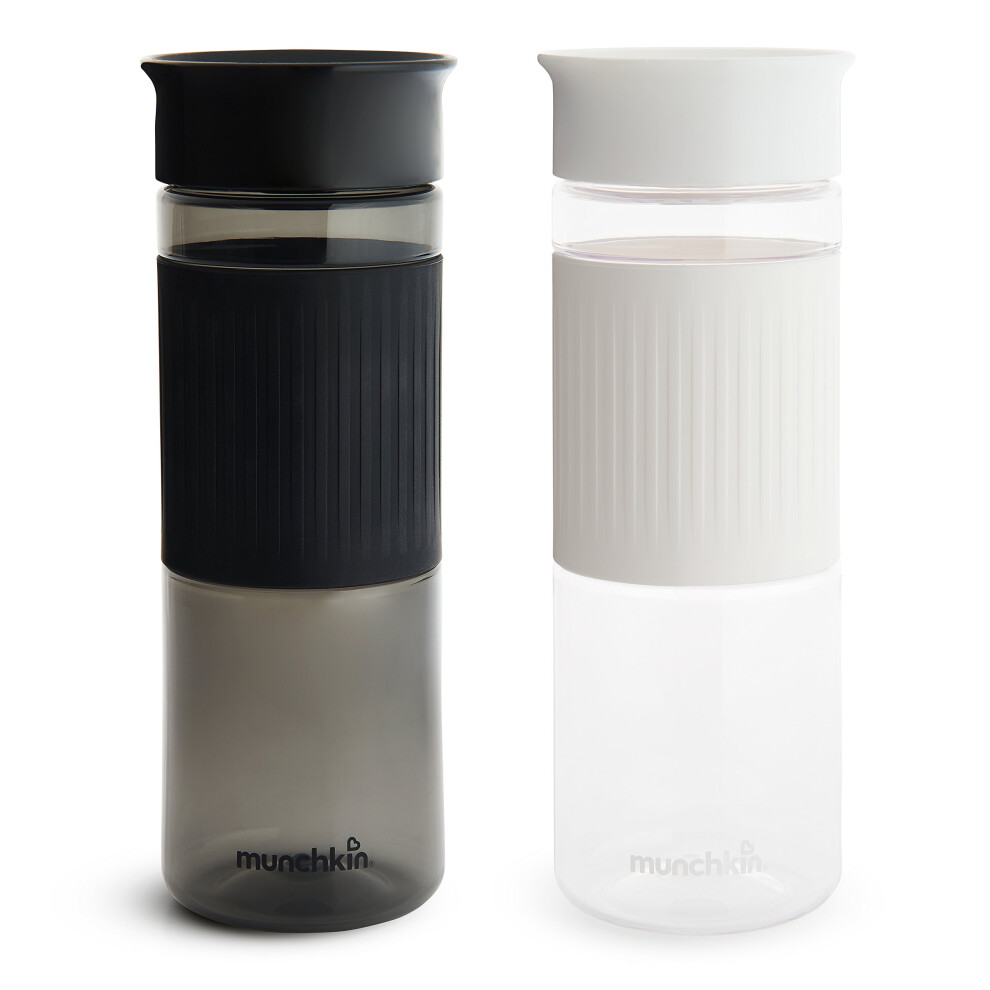 Munchkin Miracle 360 Cup Parent Pack  24 Ounce Spill Proof Sippy Cups  Black and White  2 Pack - Great for Toddlers  Big Kids or Adults