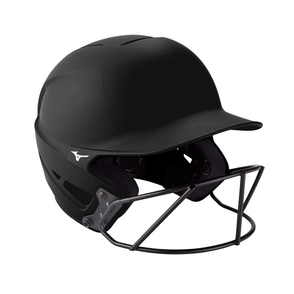 Casque de frappeur de softball Mizuno F6 pour adulte avec masque, noir, taille S/M