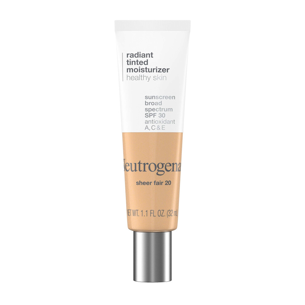 Neutrogena Healthy Skin Radiant Tinted Facial Moisturizer with Broad Spectrum SPF 30 Sunscreen Vitamins A  C  & E  Lightweight  Sheer  & Oil-Free Cove