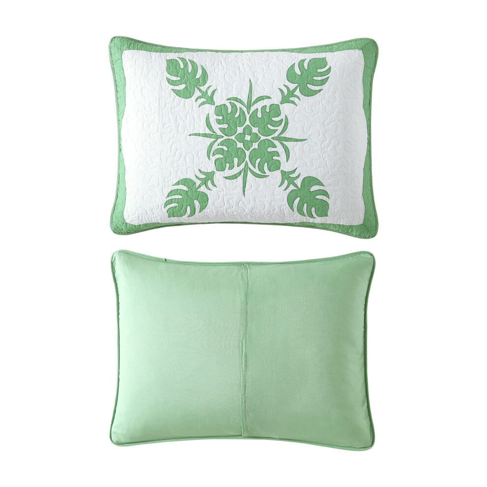 Tommy Bahama - King Sham Cotton Bedding With Envelope Closure Breathable Bedding Set (Molokai Green 21X37)