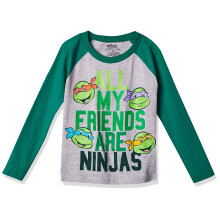 Maglietta a maniche lunghe per bambini Nickelodeon, colore Heather/Kelly Green, 3T