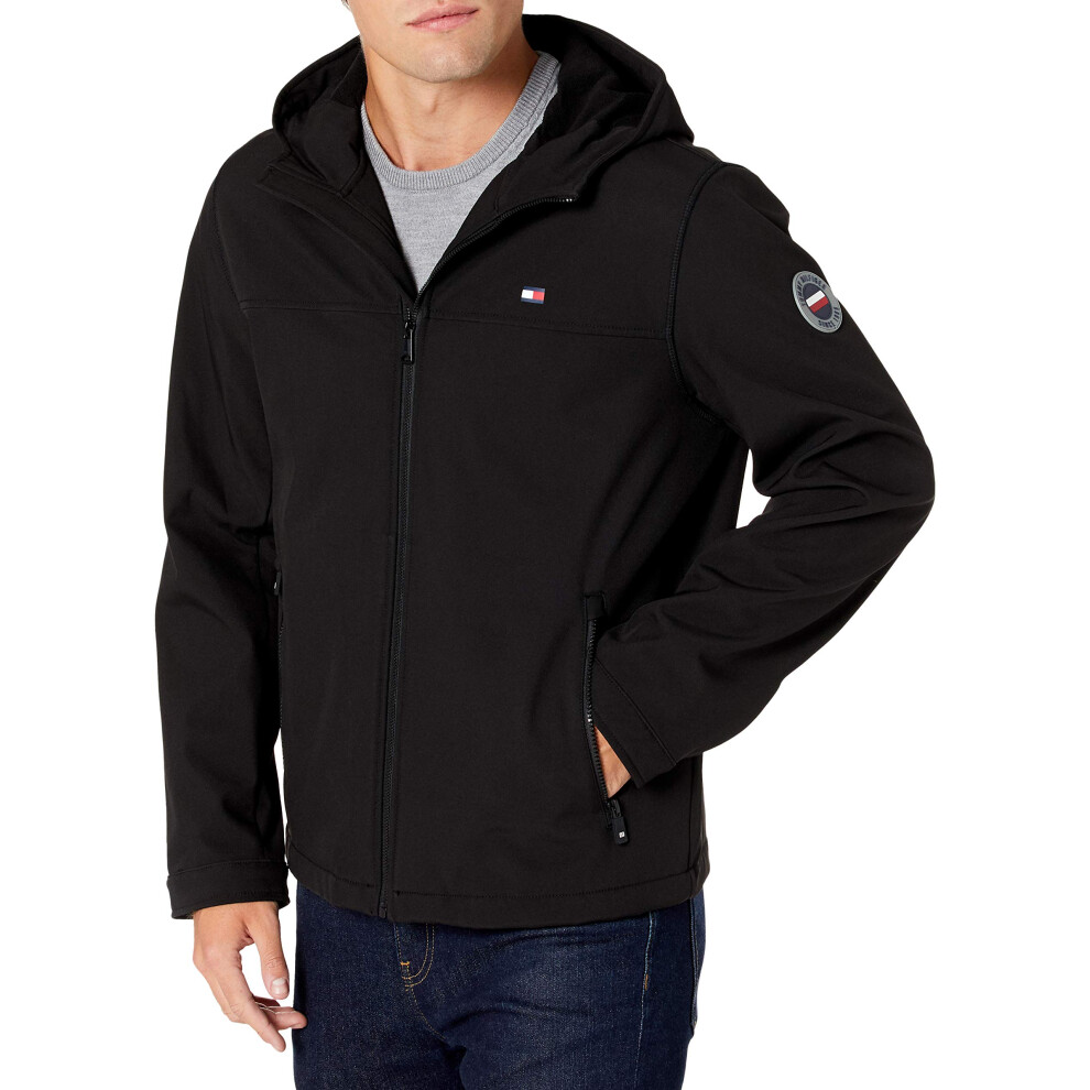 Tommy Hilfiger Men's Lightweight Performance Softshell Hoody Jacket  Black  XX-Large