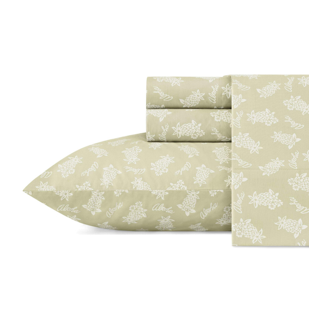 Tommy Bahama - Parure de lit en percale de coton pour lit king size,    l   gante et tendance (Aloha Ananas Vert King size)