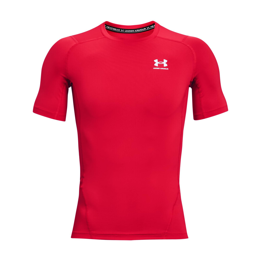 Under Armour Men's Armour Heatgear Compression Short-Sleeve T-Shirt Red (600)/White, XX-Large