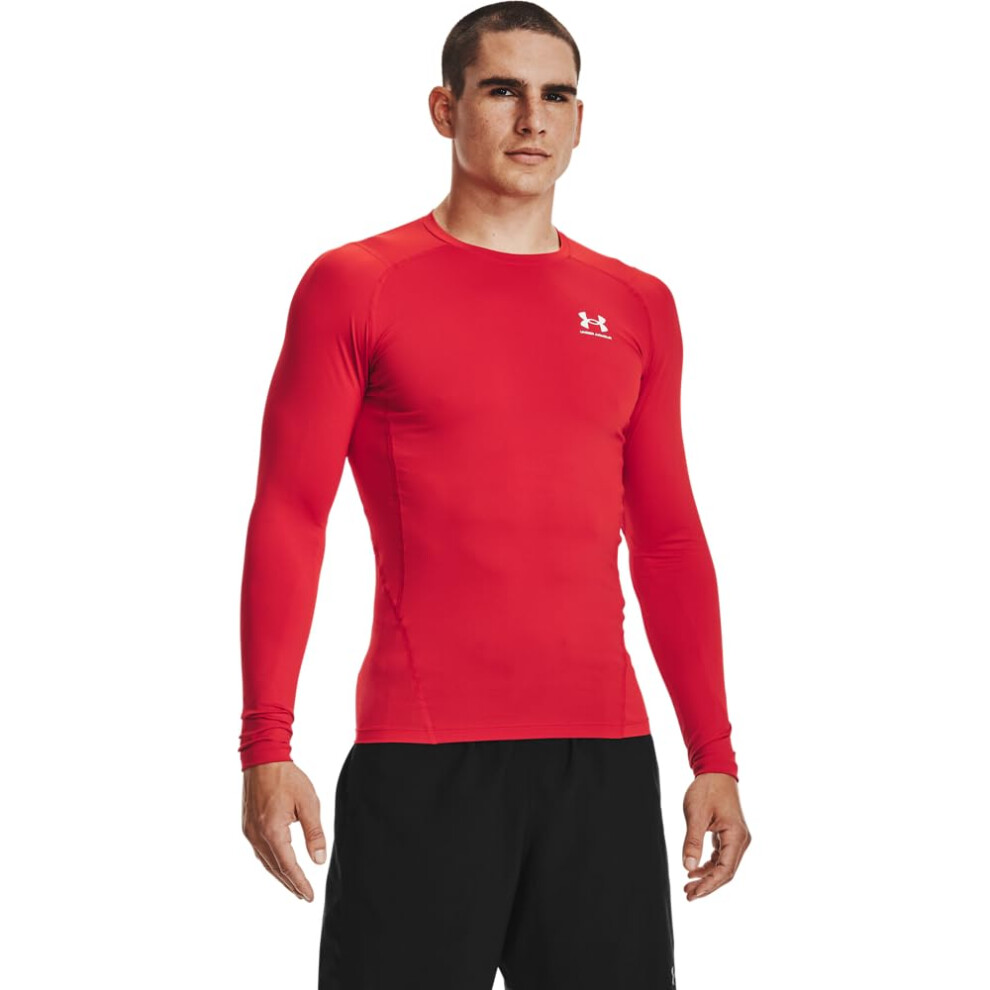 Under Armour Men's Armour Heatgear Compression Long-Sleeve T-Shirt Red (600)/White, 3X-Large