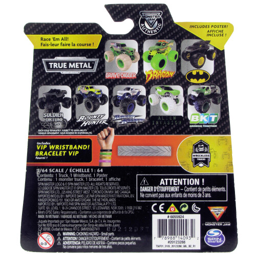 Monster Jam Monster Jam, Επίσημο Τεθωρακισμένο Όχημα, Die-Cast, Σειρά Wreckless Trucks, Κλίμακα 1:64 1